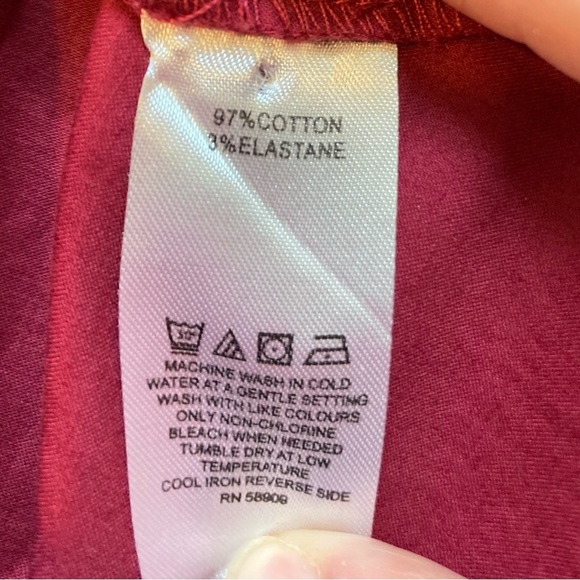 Beautiful button up shirt. Crisp burgundy red color. Worn twice. Size large. - Picture 11 of 12